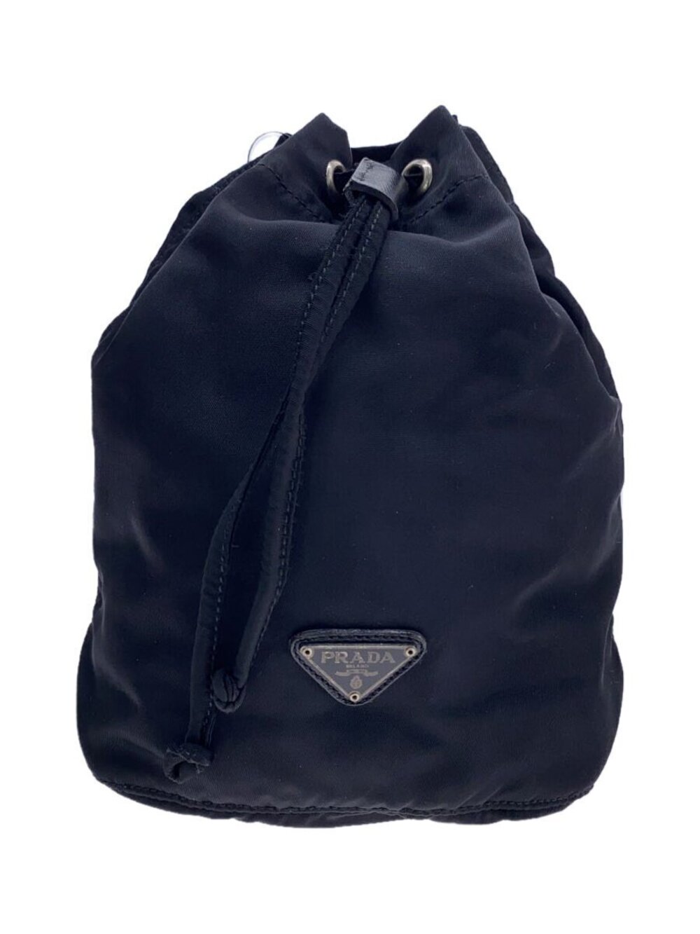 Prada drawstring Pouch Clutch plate off black